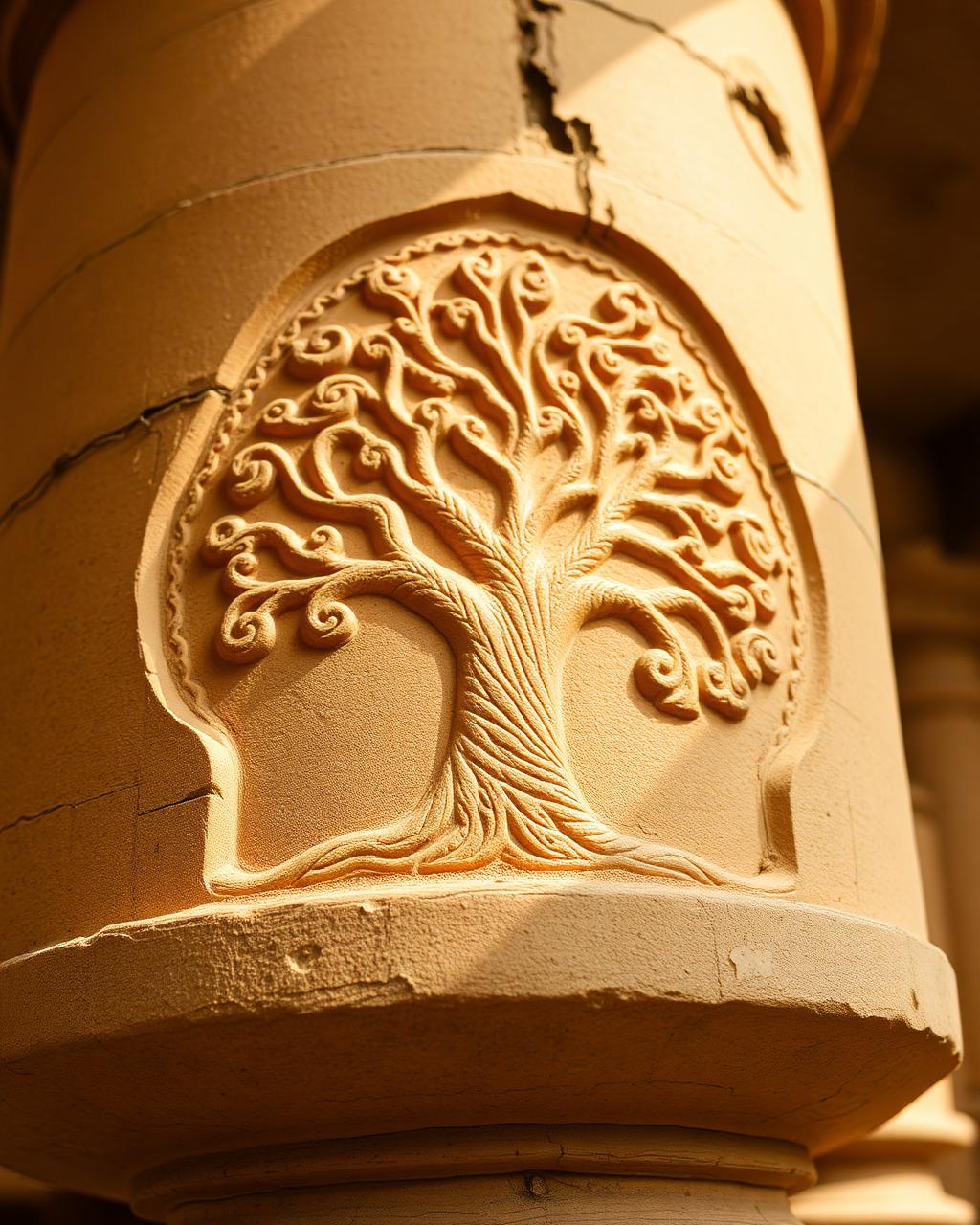 Kalp Vriksha tree of life carved on a sandstone pillar